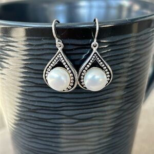 Sterling Silver and Pearl Drop Earrings
